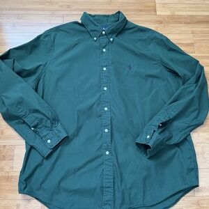 Polo Ralph Lauren Green Button Down Shirt Mens XXL Pony Logo Cotton
